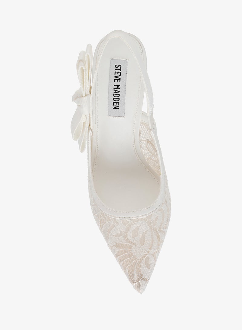 ستيف مادن حذاء بكعب ستيليتو أبيض أنيق بحمالة خلفية من الدانتيل - Image 4